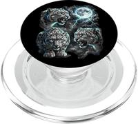 Three Wild Cats Moon Wildlife Animal Art PopSockets PopGrip for MagSafe