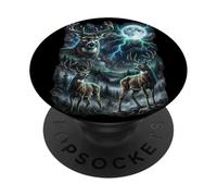 Three wild deer Moon Wildlife Animal Art PopSockets Adhesive PopGrip