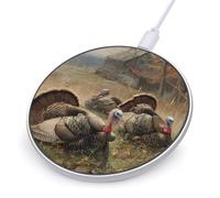 Three Wild Turkeys Funny Charger Pad with USB Cable | 10W Max Fast Charging Stand Fit for Most Cell Phone (No AC Adapter)