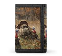 Three Wild Turkeys Funny Trifold Wallet RFID Blocking Front Pocket Wallets with ID Window Gifts for Men Women