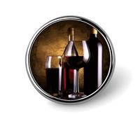 Three Wine Bottles And Glass Over Round Badge Cute Brooch Hats Jackets Decor Personalized Lapel Pin Clothing Jewelry Accessories for Wedding Party Gift