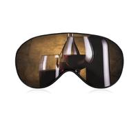 Three Wine Bottles and Glass Over Sleep Mask for Women Men Side Sleeper Eye Cover with Adjustable Strap Soft Breathable Blackout Mask Slip-Free Deep Sleeping Travel Essentials