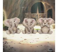 Three Wise Baby Elephants Figurine Ornament See No Hear no Speak no Evil