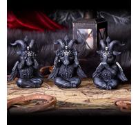 Three Wise Baphomet See No Hear No Speak No Evil Figurine Ornament Boxed 13cm