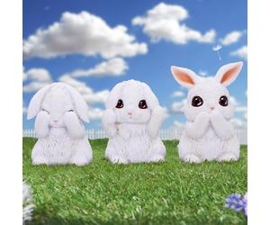 Three Wise Bunnies See No Hear No Speak No Evil Figurine New & Boxed 9cm
