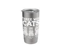 Three Wise Cats See No Eveil Speak No Evil Hear No Evil Stainless Steel Insulated Tumbler