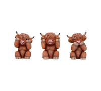 Three Wise Highland Cow Figurines - Nemesis Now