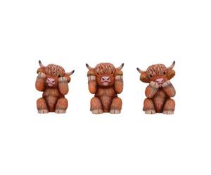 Three Wise Highland Cow Figurines - Nemesis Now