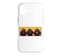 Three Wise Hipster Monkeys Hear Speak and See No Evil Case for iPhone 16 Plus