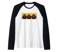 Three Wise Hipster Monkeys Hear Speak and See No Evil Raglan Baseball Tee