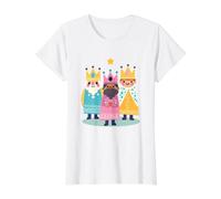 Three Wise Men Kings Day Illustration- Epiphany Cultural Art Value Graphic T-Shirt, Women, White, M