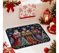 Three Wise Men Religious Scene Christmas Bathroom Rugs 20x32 Inch | Three Kings Motif, Bathroom Floor Mat, Seasonal Bathroom Decor, Soft Surface, Absorbent Design, Religious Holiday Theme