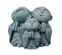 Three Wise Monkeys Buddha Statues in Natural Stone for Garden Ornament Indoor Decor and Reflective Living Space Enhancement (A)