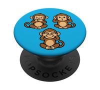 Three Wise Monkeys | Cute Chibi - Speak Hear See No Evil PopSockets Adhesive PopGrip