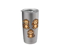 Three Wise Monkeys | Cute Chibi - Speak Hear See No Evil Stainless Steel Insulated Tumbler