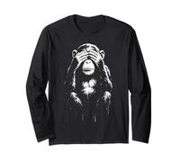 Three Wise Monkeys | Stencil Art - See No Evil (1 of 3) Long Sleeve T-Shirt