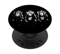 Three Wise Monkeys | Stencil Art - Speak See Hear No Evil PopSockets Adhesive PopGrip