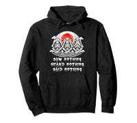 Three Wise Monkeys | Street Version Skeleton Monkey Slogans Pullover Hoodie