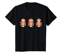 Three Wise Monkeys Three Monkeys T-Shirt, Youth, Black, 3T