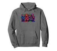 Three Wise Monkeys Urban Graffiti Street Art Style Pullover Hoodie, Adult Unisex, Asphalt Grey, XX-Large
