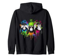 Three Wise Monkeys Urban Graffiti Street Art Style Zip Hoodie