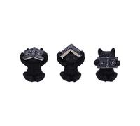 Nemesis Now Three Wise Spell Cats 8.5cm, Resin, Black, Three Wise Kitten Figurines, Occult Kittens Figurine Trio Set, Cat Merchandise, Cast in the Finest Resin, Expertly Hand-Painted