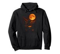 Three Witch Cats Brewing Cauldron Blood Moon Halloween Pullover Hoodie