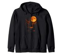Three Witch Cats Brewing Cauldron Blood Moon Halloween Zip Hoodie