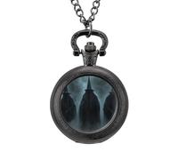 Three Witch Men's Pocket & Fob Watches Analogue Display Quartz Watch with Chain for Birthday Christmas Father's Day Black-Style