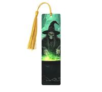Three Witches in A Dark, Eerie Forest Unique Double-Sided Artwork Printed Wooden Bookmarks, Artistic Book Accessories Birthday Presents for Men Women Presents for Book Lovers
