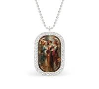 Three Witches in The Forest Autumn Leaves Rectangle Pendant Necklace Silver Women Jewelry Alloy Keychain Tag Jewelry