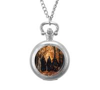Three Witches in The Forests Witchy Pocket Watch Vintage Quartz Pocket Watches with Chain for Men Women Silver-Style