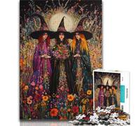 Three Witches Jigsaws Puzzles 1000 Pieces for Teenagers Gifts,Challenging Family Activity Games DIY Toy for Home Wall Decor Gifts (38x26cm)