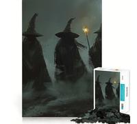 Three Witches of Halloween Jigsaw Puzzles for Teenagers 1000 Brain Workout Toy Simple Fun Image Assembly Cherished Gift (38x26cm)