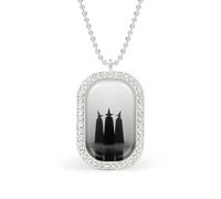 Three Witches Standing in The Fog Rectangle Pendant Necklace Silver Women Jewelry Alloy Keychain Tag Jewelry