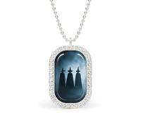 Three Witches Standing in The Fog Rectangle Pendant Necklace Silver Women Jewelry Alloy Keychain Tag Jewelry