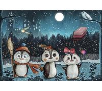 Three Wizard Penguins Christmas Greetings Card 125mm x 178mm Including Envelope GC590