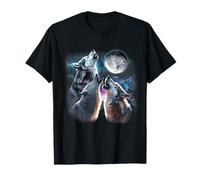 Three Wolf Howling Moon Forest Nature Wildlife Lovers Animal T-Shirt