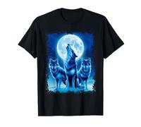 Three Wolves 3 Grey Wolf Howling At The Moon Wild Animal T-Shirt