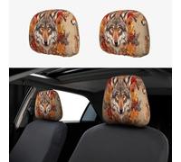 Three Wolves Are In The Maple Leaf Head Rest Cover Car Accessories, 2 Pcs Car Seat Headrest Cover, Washable Headrest Protector Universal Fit To All Car Suvs Truck Van Vehicles Auto