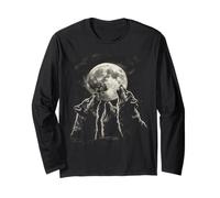 Three Wolves Howling at a Full Moon Art Alpha Wild Men Women Long Sleeve T-Shirt