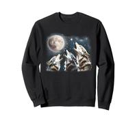 Three Wolves Howling at Full Moon Wildlife Art Sweatshirt