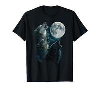 Three Wolves Howling at The Moon 3 Wolf Moon T-Shirt