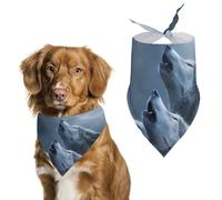 Three Wolves Howling at The Moon Cute Dog Bandanas Adjustable Bibs Puppy Neckerchief for Cat Triangle Pet Scarf Summer
