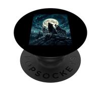Three Wolves Howling At The Moon Realistic Wolf Pack PopSockets Adhesive PopGrip