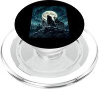 Three Wolves Howling At The Moon Realistic Wolf Pack PopSockets PopGrip for MagSafe