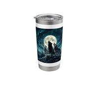 Three Wolves Howling At The Moon Realistic Wolf Pack Stainless Steel Insulated Tumbler