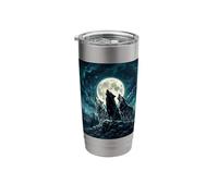 Three Wolves Howling At The Moon Realistic Wolf Pack Stainless Steel Insulated Tumbler