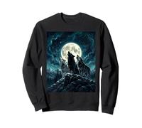 Three Wolves Howling At The Moon Realistic Wolf Pack Sweatshirt