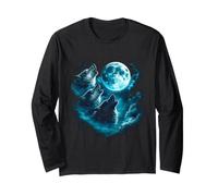 Three Wolves Howling at the Moon Wildlife Alpha Long Sleeve T-Shirt